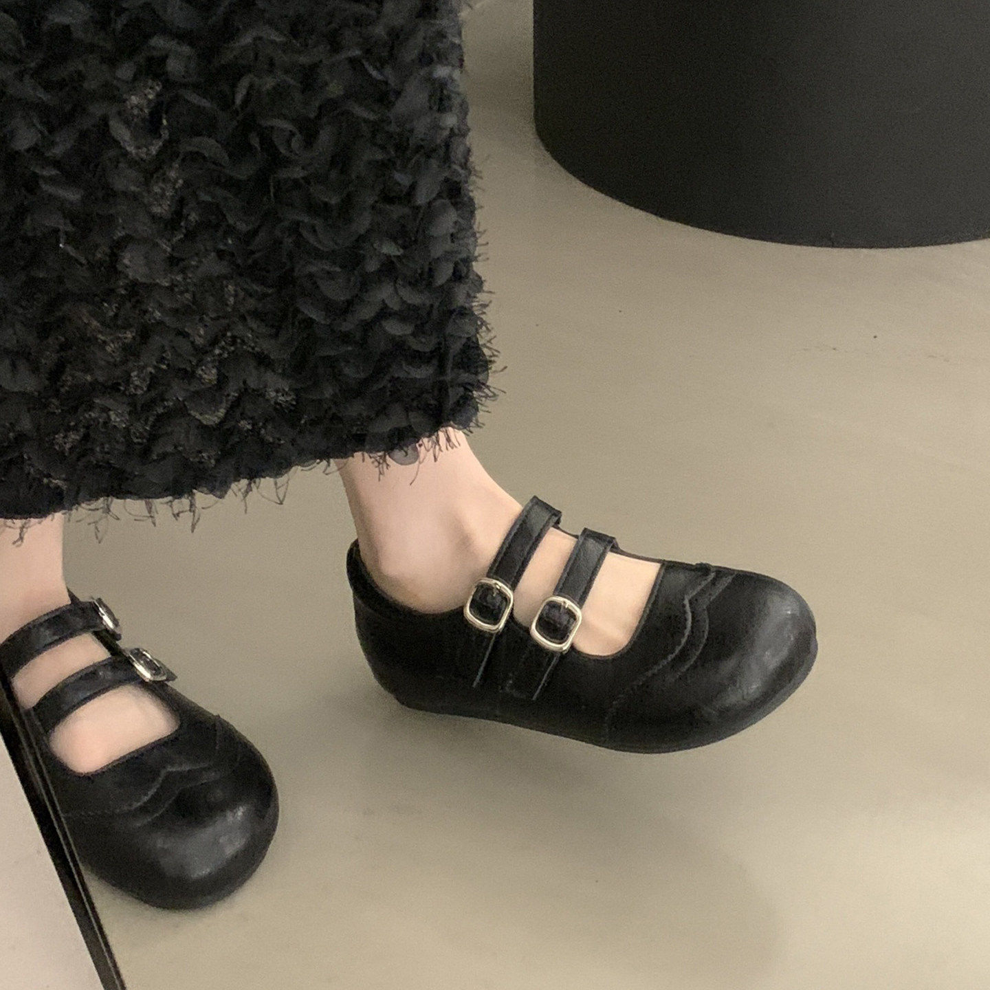 厚底内增高皮面勃肯鞋女玛丽珍单鞋2026新款春夏百搭配裙子小皮鞋