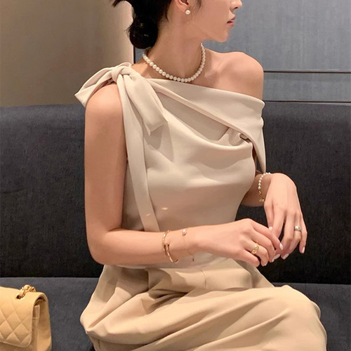 无袖高级感薄款绑带蝴蝶结女