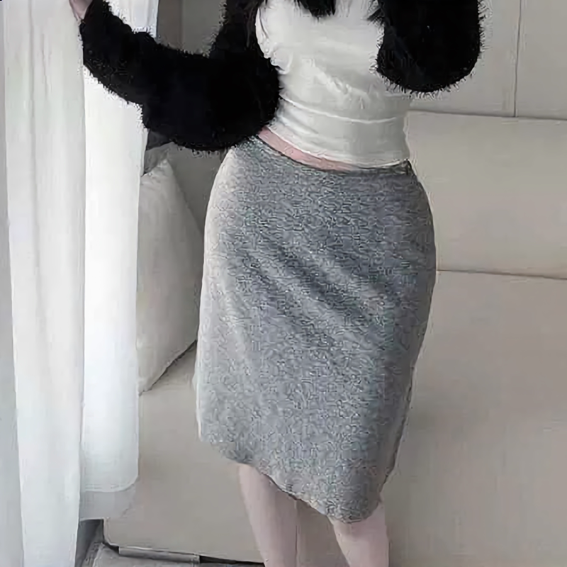 韩版新款春秋装气质修身收腰显瘦松紧休闲简约百搭显身材中裙女士