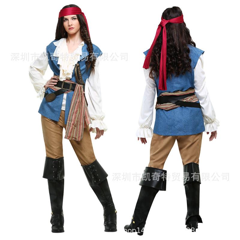 万圣节女成人加勒比海盗服装 长裤海盗游戏制服cosplay舞台演出服