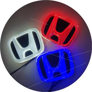 源头适用冷本田发光于CRV尾标思域标光标后尾飞度LED发光车标4D车