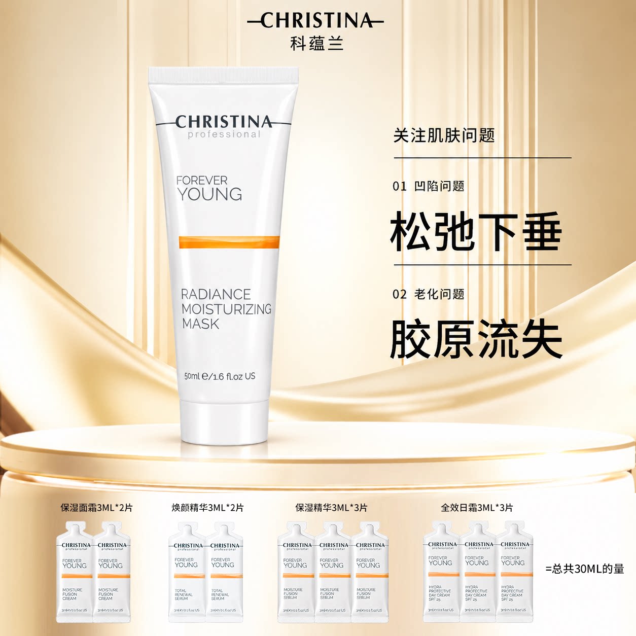 CHRISTINA科蕴兰全效热超面膜50ml到2029年+小样3ml*10片