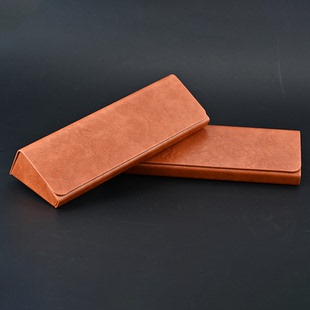 日系复古眼镜盒PU皮手工镜盒便携抗压墨镜太阳镜盒侧翻盖圆筒镜盒