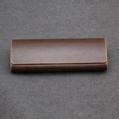 疯马皮日系复古手工眼镜盒便携抗压收纳盒男近视镜墨镜太阳眼镜盒