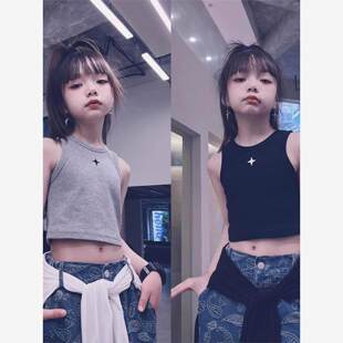 女童短款背心夏季打底内搭外穿露脐街舞运动爵士舞蹈无袖吊带上衣