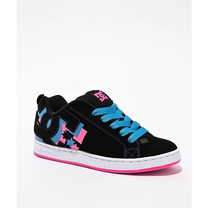 DC女士滑板鞋透气内里缓震鞋垫加厚鞋舌防滑外底黑色绒面革鞋面