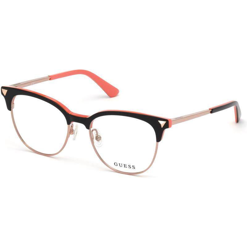 代购GUESS女士眼镜框圆形全框金属黑色日常通勤眼镜架