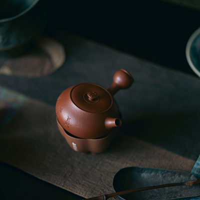无添加 无酸洗 纯原矿小红泥 侧把小品100cc 紫砂壶 半手工长乐壶
