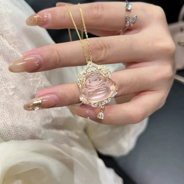 925银水沫玉佛公吊坠项链