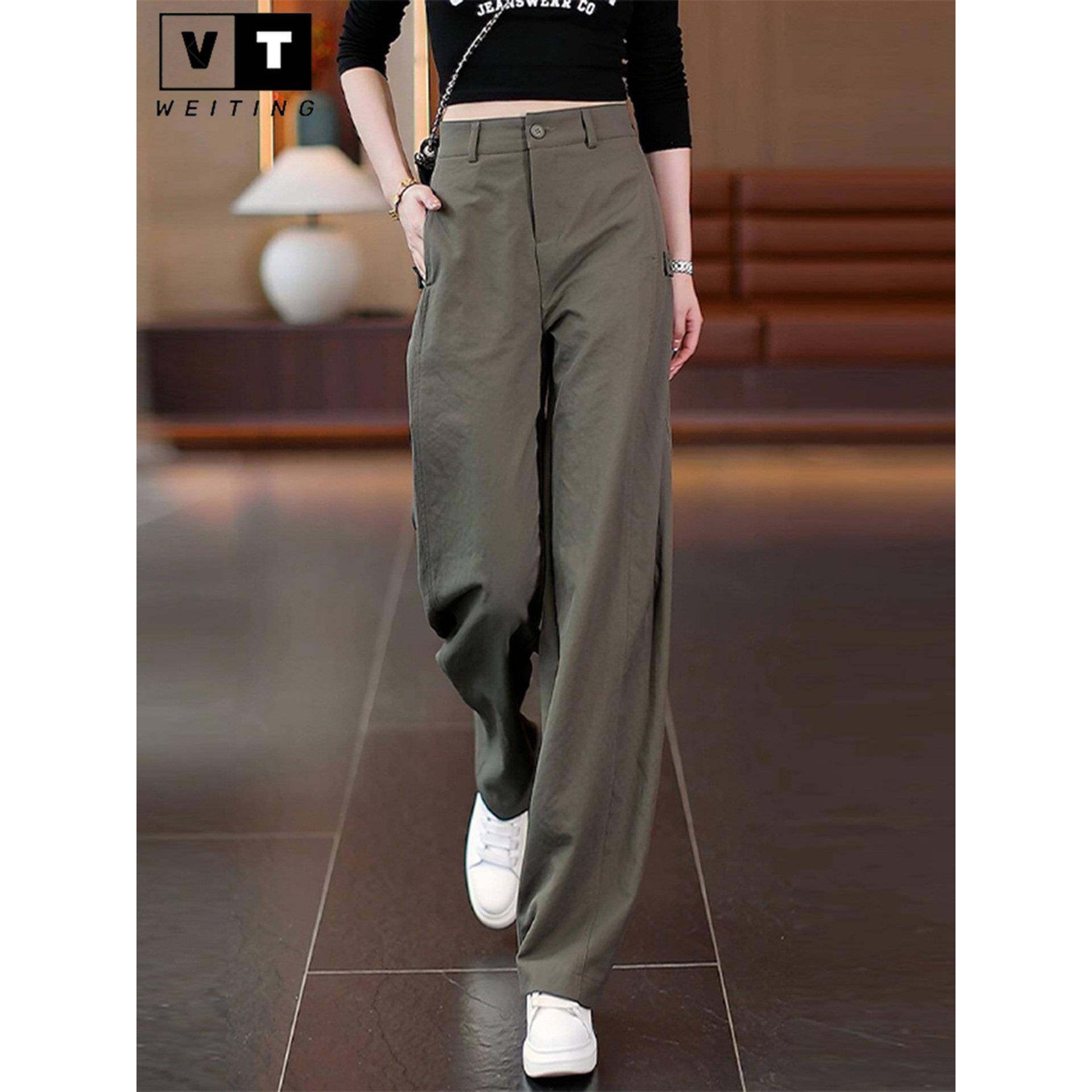 WEI TING军绿色工装裤女2025新款秋季宽松休闲登山裤弯刀阔腿女裤,女装/女士精品,休闲裤,淘宝优惠券,粉丝福利购,淘宝优惠卷