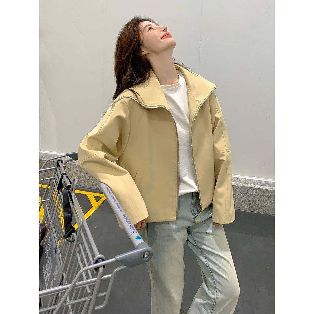 又a又飒黄色短款大翻领外套女春秋2025新款独特漂亮超火小夹克,女装/女士精品,短外套,淘宝优惠券,粉丝福利购,淘宝优惠卷