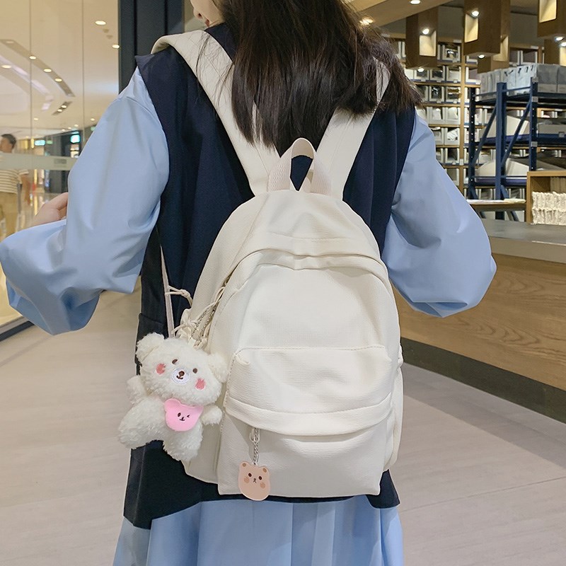 书包女纯色可爱简约防水逛街旅游小背包ins风学生双肩包小包