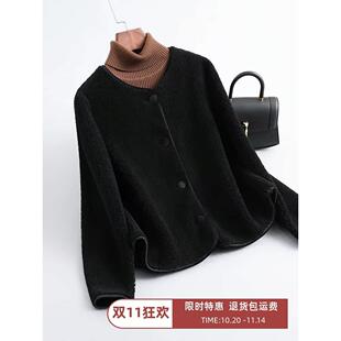 羊羔毛皮草女冬2025年新款韩版小香风皮毛一体宽松颗粒羊剪绒外套