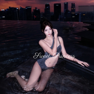 「星陨」黑色高级感爆闪性感钻链连体泳衣沙滩度假泳衣4117