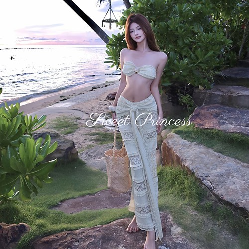 椰岛蕾丝性感比基尼套装