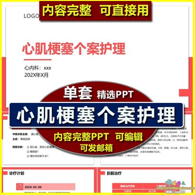 心内科心肌梗塞个案护理PPT模板 心肌梗死护理问题措施评估宣教