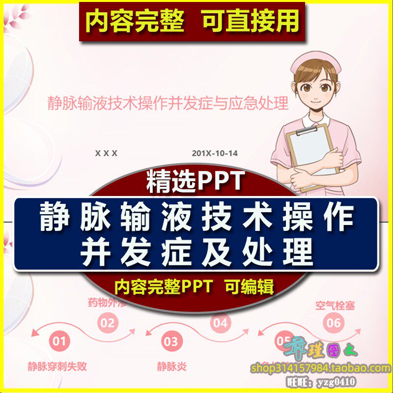 内容完整 静脉输液技术操作并发症及处理PPT 护士护理查房模板