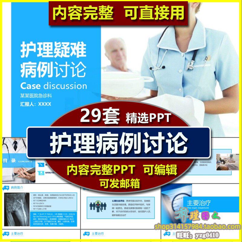 医疗护理病例分析讨论PPT模板 医生护士业务学习演讲报告案例讲课