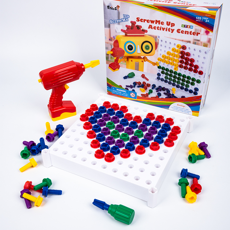 热销FritzS儿童拧螺丝钉玩具电钻转动手拼拆组装刀工具箱益智教具