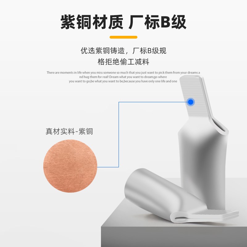 热销鸭嘴型插片2.5-95平方 C45插针铜接线端子 紫铜线鼻子 空开铜