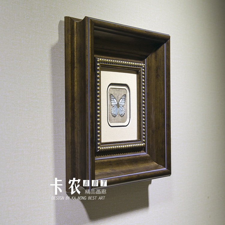 热销卡农酒店配画 美式卧室装饰画 欧式复古怀旧有框画床头挂画蝴