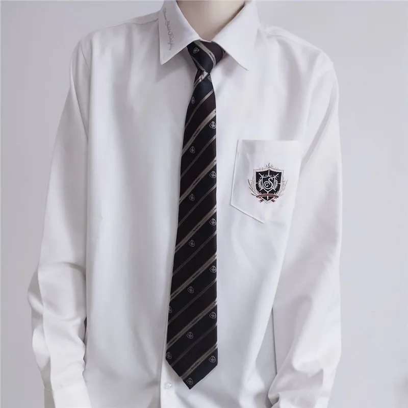 新品原创JK/DK制服刺金骑士刺绣衬衫英文上衣长袖日系男女款