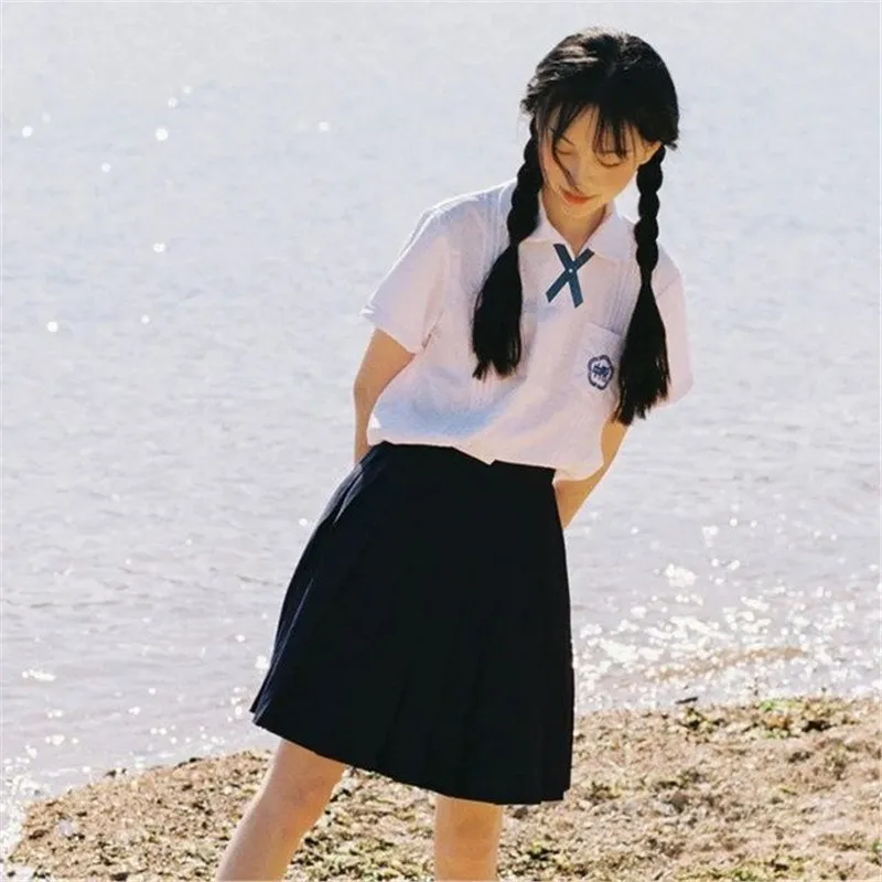 台湾附中校服衬衫百褶裙套装jk制服风琴褶高中学院风毕业班