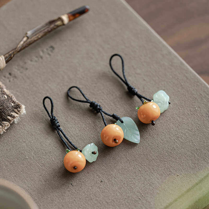 小魔王柿柿如意手工编制小提溜吊坠茶壶盖碗紫砂壶挂坠提溜