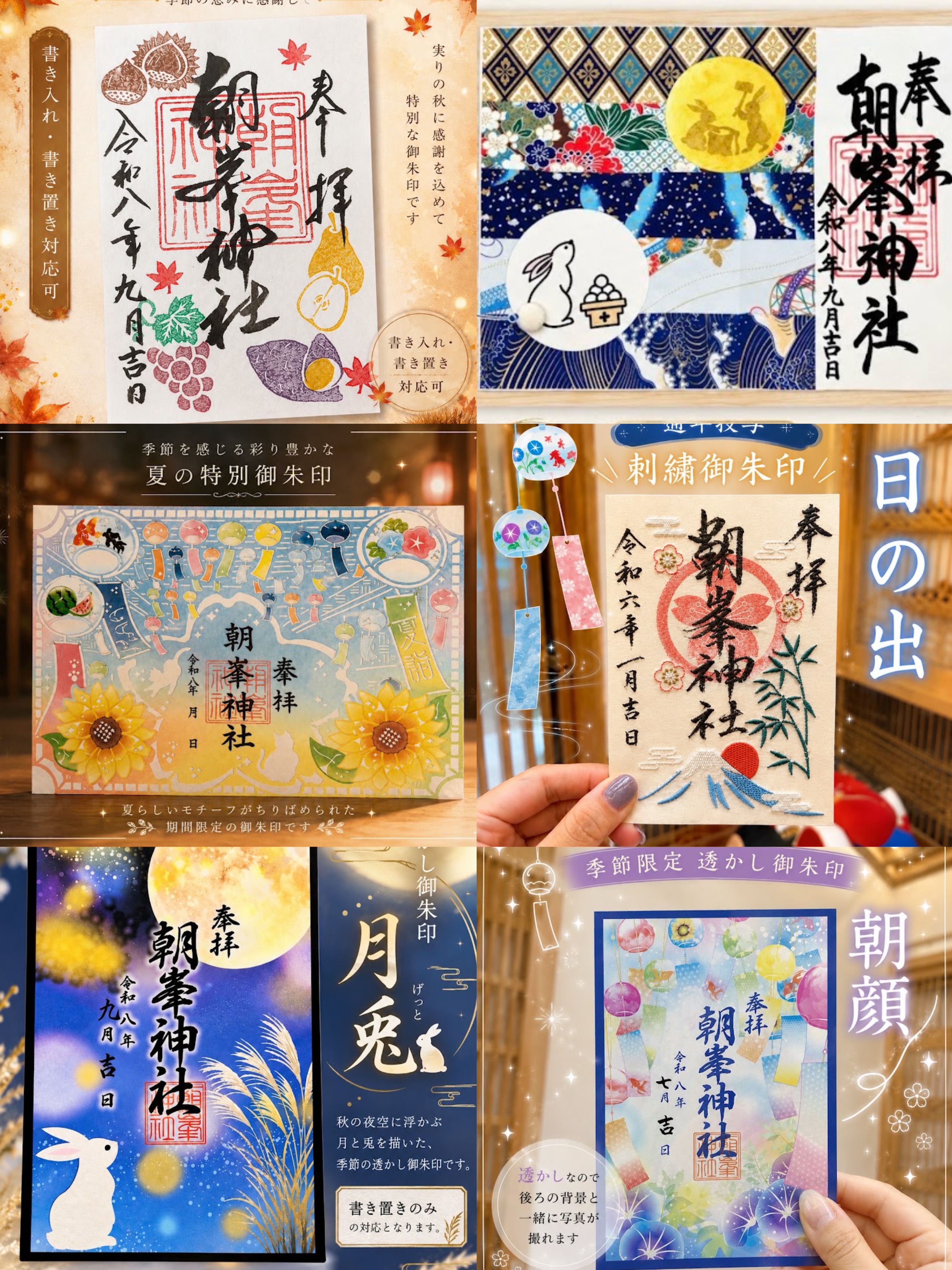 日本朝峯神社十月限定镭射御守中秋朱印刺绣朱印收藏礼物