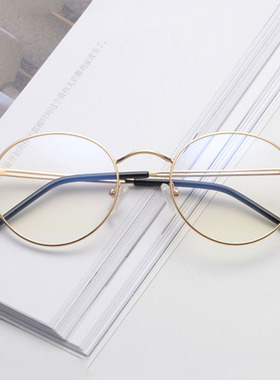 韩版圆形女复古文艺眼镜框平光镜近视配镜纯钛镜架58060