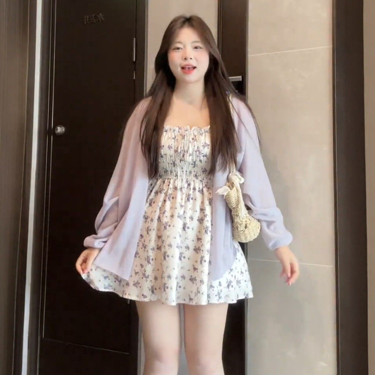 大码清新碎花吊带连衣裙女夏季2026胖mm收腰显瘦法式裙子开衫套装