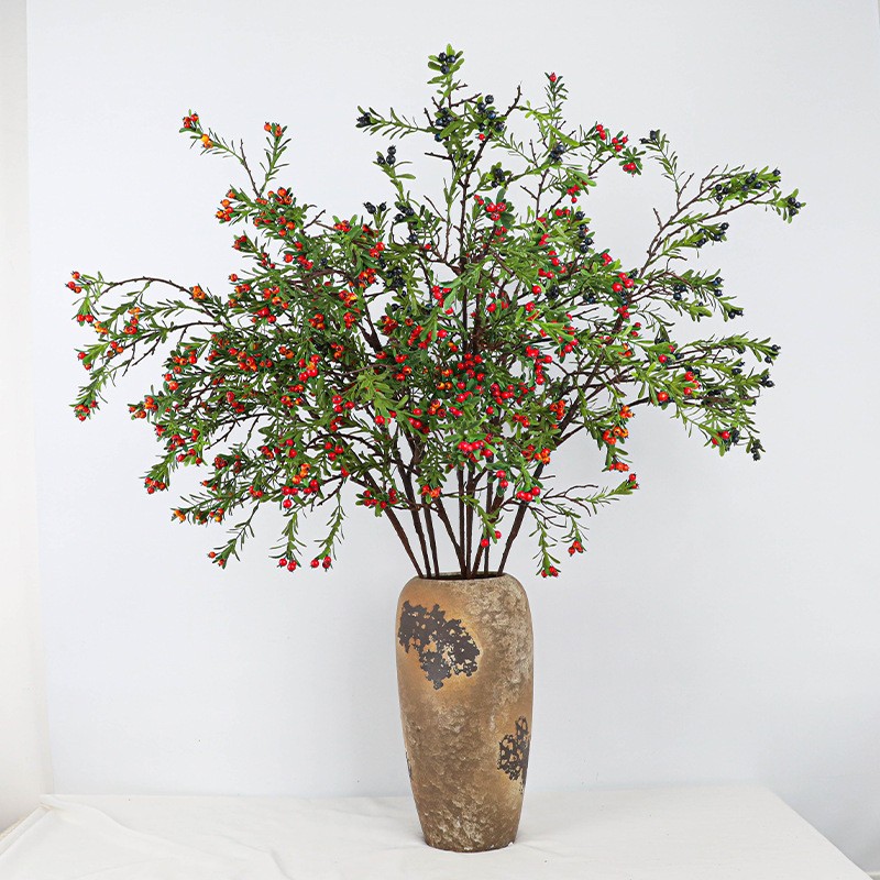 仿真野山火棘果新年装饰小浆果婚庆家居插花发财果冬青插花造景
