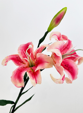 仿真花软胶百合花黄色百合装饰花假花客厅摆设餐桌高端花艺摆件