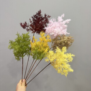 仿真黄栌小枝迷雾花高品质仿真花婚庆批发INS絮状花烟雾花烟树