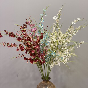 仿真跳舞兰花文心兰客厅卧室花瓶装饰花 绢花假花插花造景