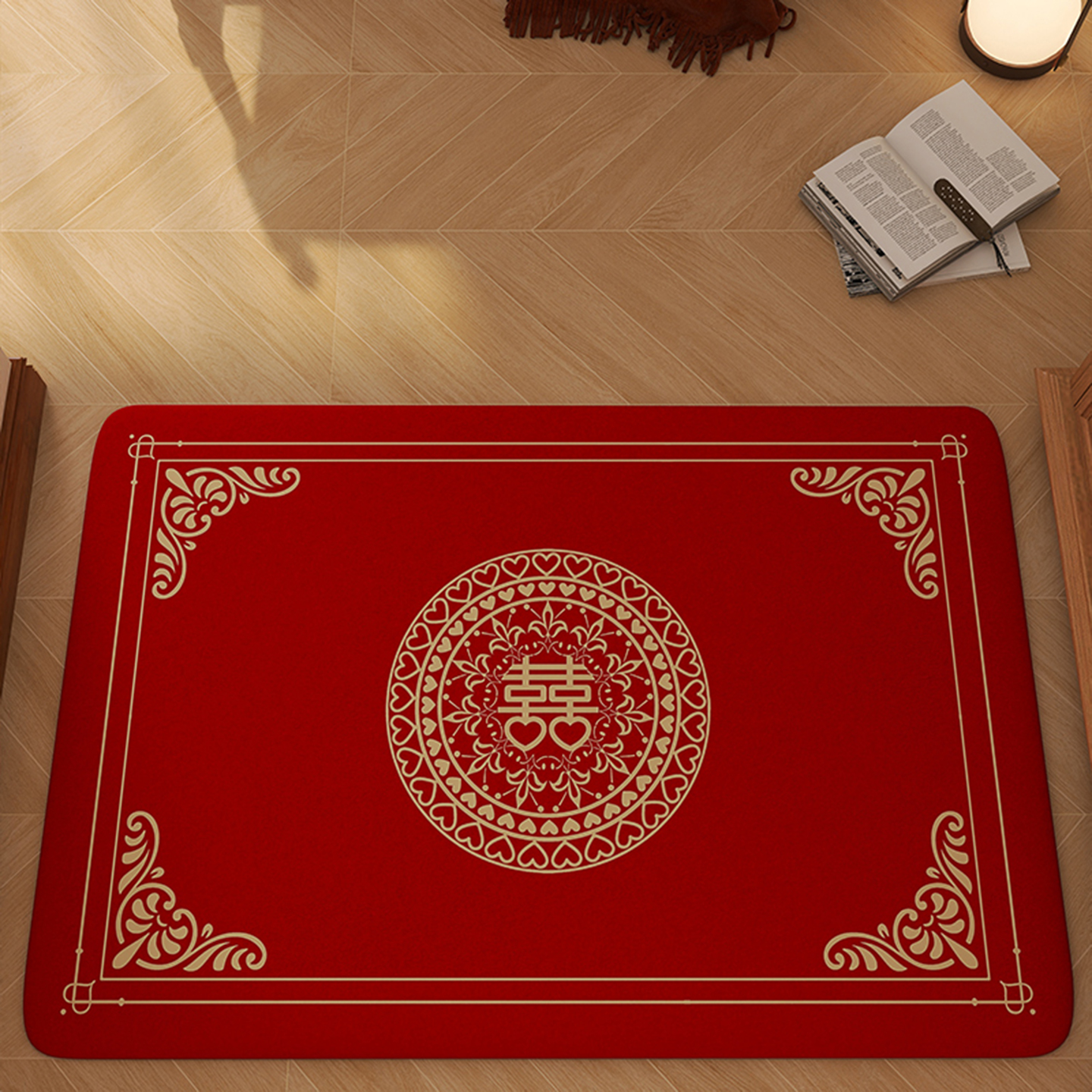 新婚喜字地垫入户门口卧室