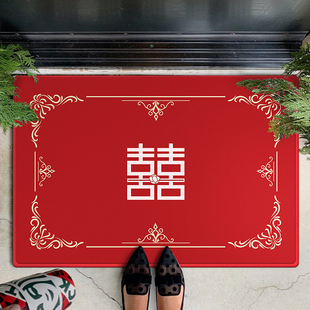 婚庆地毯中式 结婚地毯婚庆喜庆红色地垫门口进门卧室婚房喜字脚垫