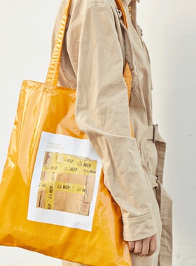 studiohelp原创黄色布包印花包低调痛风手提袋大容量单肩侧背包