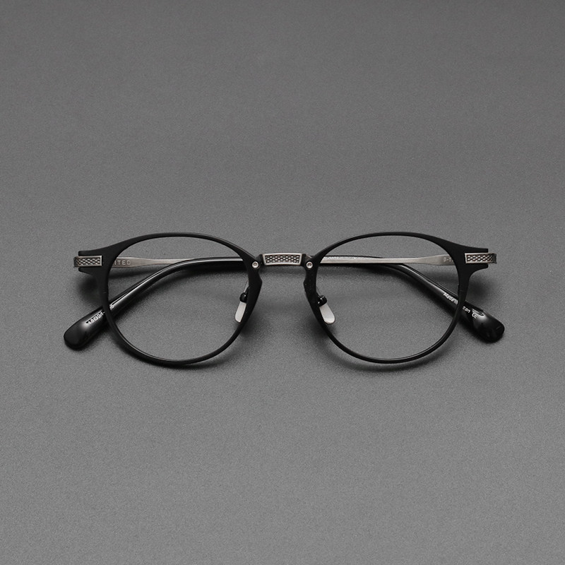 日本小众设计师手工眼镜框复古男女眼镜防蓝光抗辐射纯钛近视眼镜