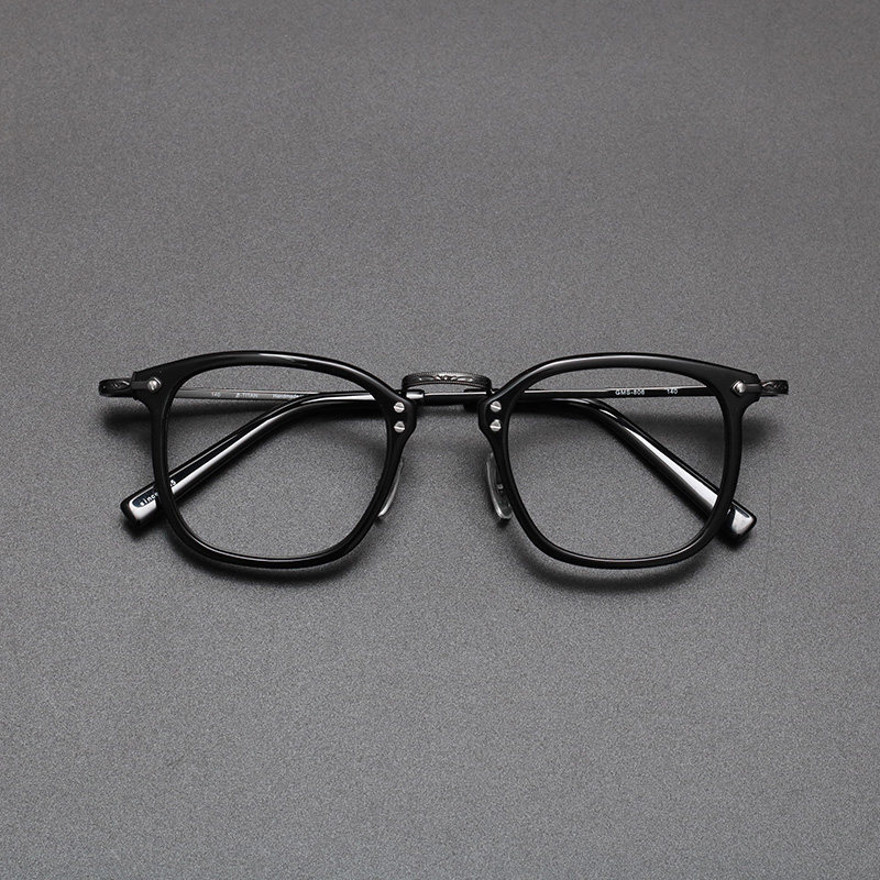 日本vintage 手工中金雕花眼镜男潮 日系纯钛方框配近视眼镜架女