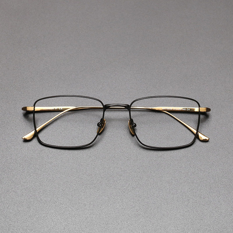 小众商务简约日本手工超轻纯钛眼镜框男 全框方形可配近视高度数