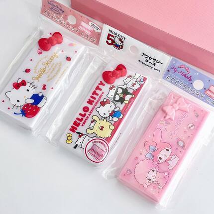 HelloKitty正版三丽鸥凯蒂猫美乐蒂牙签线便携收纳盒小件棉签盒子