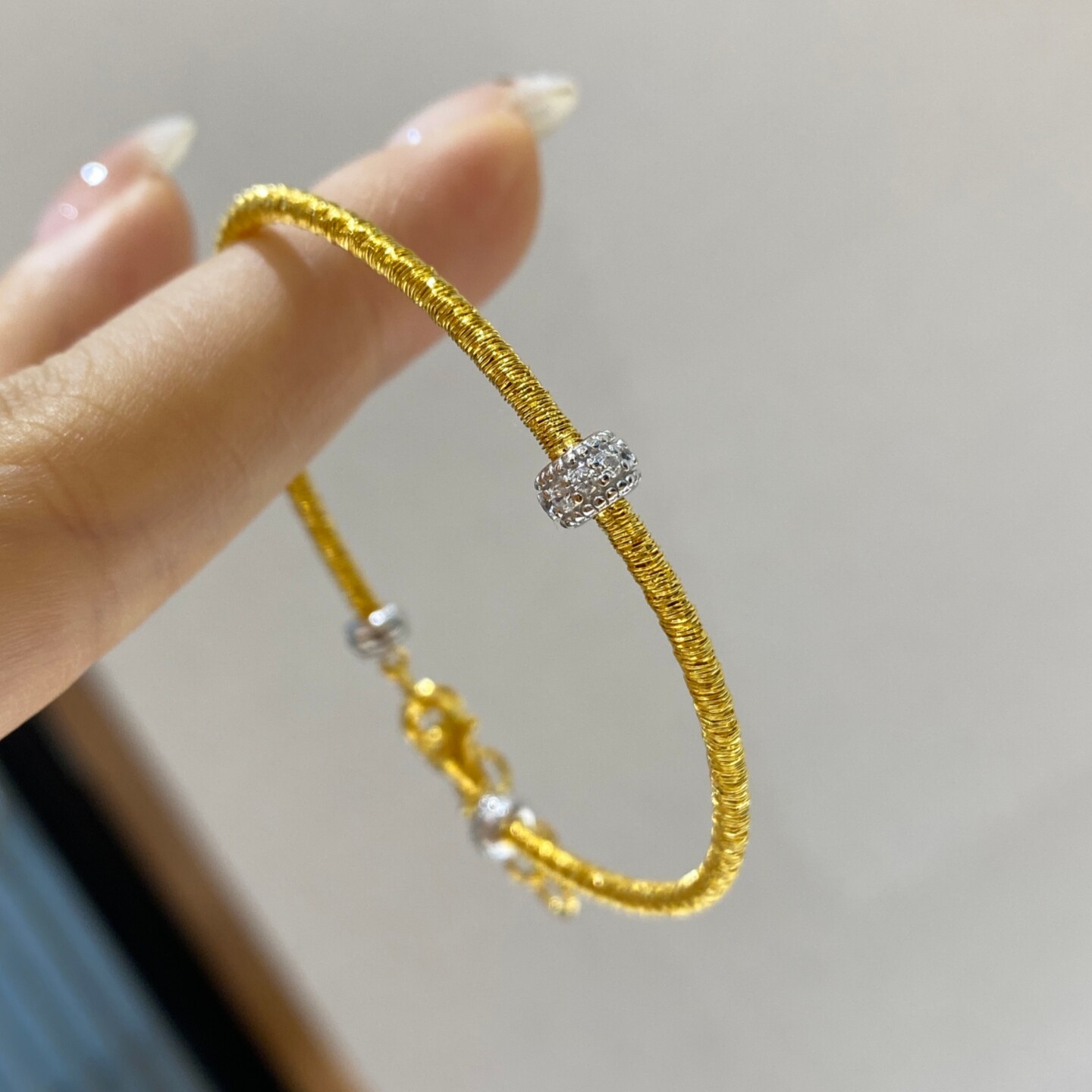 金银双色单环金铉线手链女925银