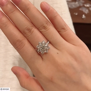 简约大气sunflower太阳花锦簇围镶1 2克拉钻戒女手镶高碳钻石戒指