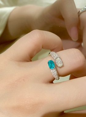 双色满镶开口半臂925纯银霓虹感