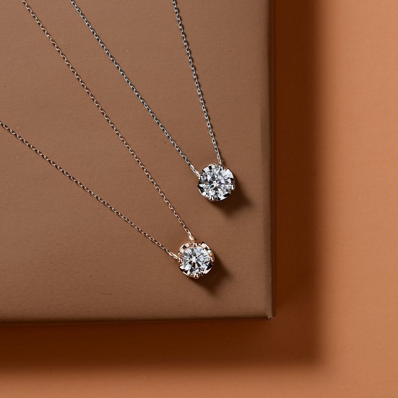 1.2克拉四爪单颗圆钻锁骨项链女