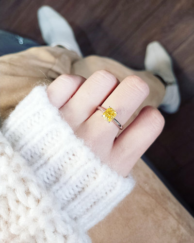 1.25克拉招财小黄钻戒指925银女