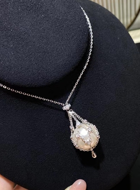 捕梦网网兜珍珠流苏项链女925银极简16m施家珍珠百搭毛衣链可调节