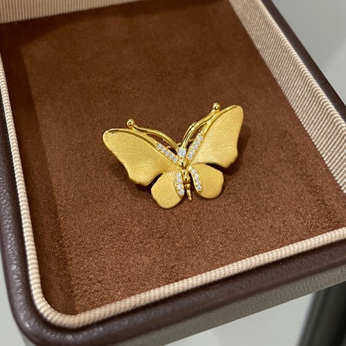 两用拉丝小蝴蝶胸针吊坠项链女