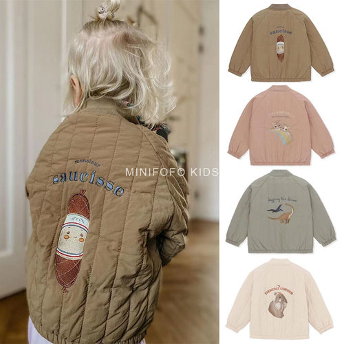 ks男女儿童薄款春秋可爱刺绣棉服